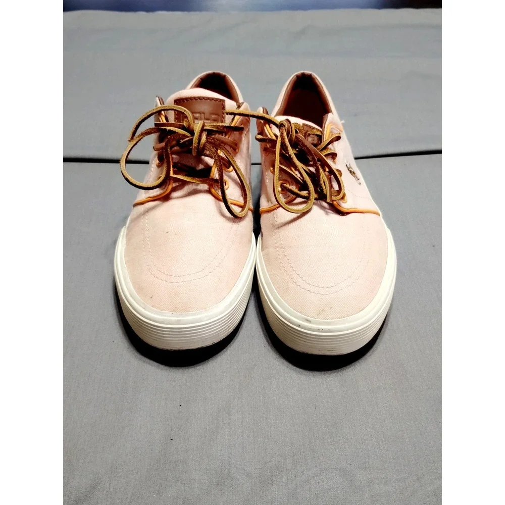 POLO Ralph Lauren PEACH‎ Faxon Boat Shoes Brown Pony Leather Lace Sneaker Men 9D